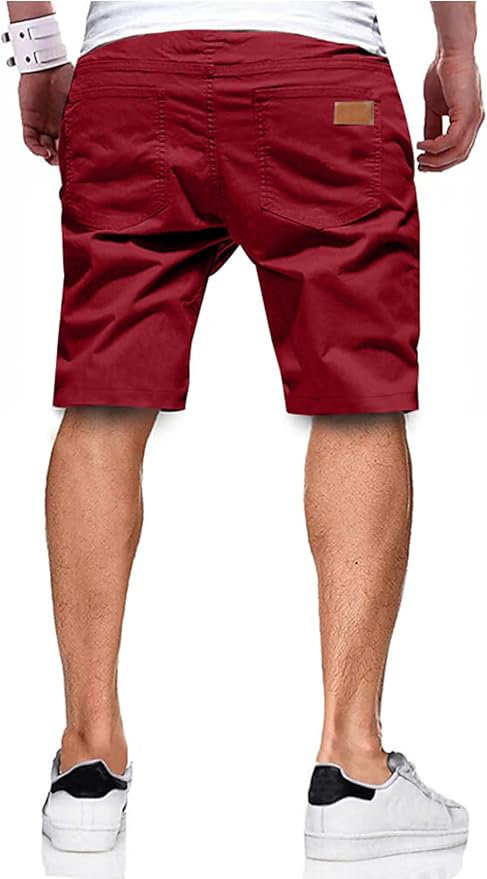 JMIERR Mens Casual Shorts - Cotton Drawstring Summer Beach Stretch Twill Chino Golf Shorts