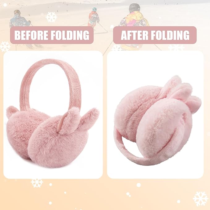 Kids Winter Earmuffs Baby Warm Ear Muff Girls Cute Furry Ear Warmers Boys Foldable Ear Covers for Cold Weather