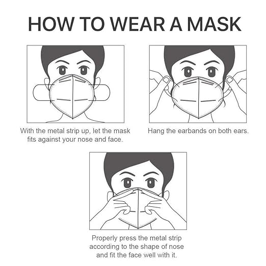 LEMENT 50PCS KN95 Face Mask 5 Layer Breathable with Elastic EarLoops Cup Dust Safety Masks White