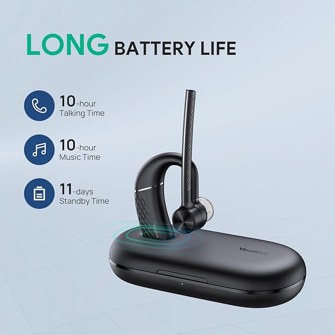 Yealink BH71 Pro Bluetooth Headset with USB-C/A Dongle, Teams Certified, Wireless Earphone for Cell Phone,PC,Laptop,Noise Cancelling Microphone, Adjustable Ear Hook