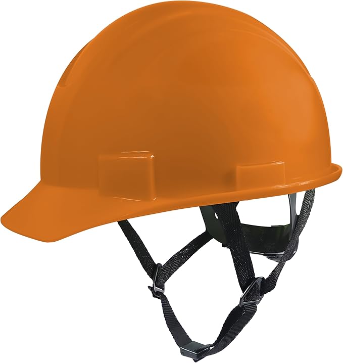 GE Cap Style Hard Hat, 4-Point Ratchet Suspension, Earmuff Slots, High Impact Resistant, Sweat-Wicking Sweatband, Meets ANSI Z89.1-2014, Comfortable, Durable, and Protective - Orange, Non-Vented