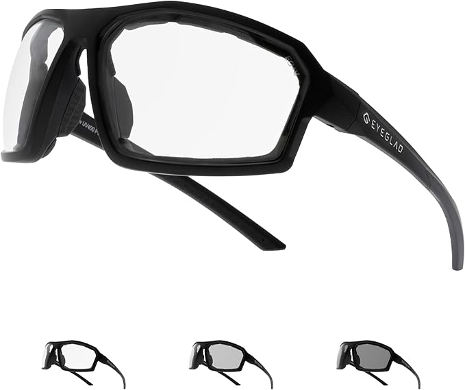 REV Z87+ Powersports Motorcycle Riding Goggles High Impact Photochromic UV400 Sports Wrap Sunglasses Safety Glasses