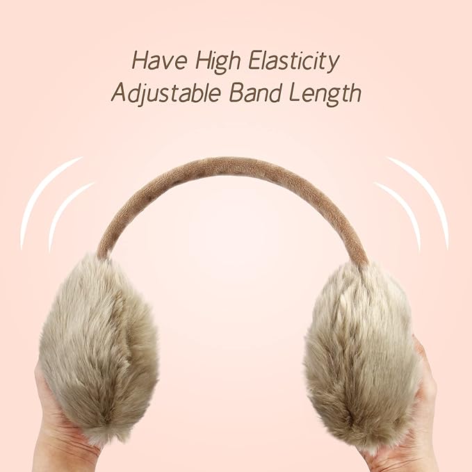 POXIMI Women Winter Earmuffs Girl Ski Adjustable Ear Covers for Cute Bow Ear Warmer Outdoor Earmuff Fleece Lining