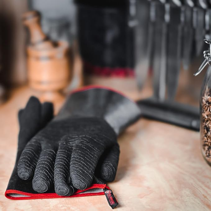 Grill Armor BBQ Gloves – Waterproof Extreme Heat Resistant 932F Oven Gloves for Cooking, Grilling, Baking, Camping – Handle Hot Food in Kitchen, Smoker, Cast Iron, Fire Pit, Pizza, Fryer, Barbecue