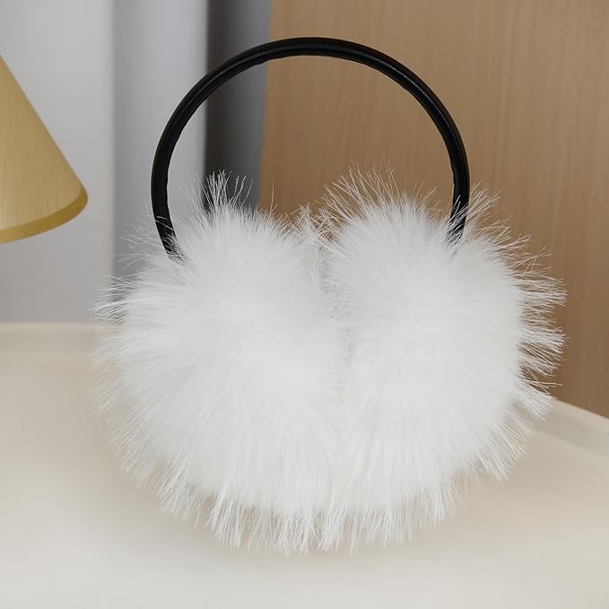 Women's Faux Fur Ear Muffs For Winter Women - Warm Faux Fur Fuzzy Ear Muffs Windproof Cold Weather Ear Warmers