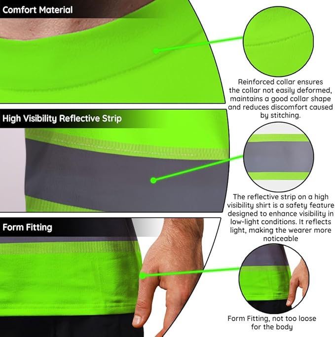 Maddly High Visibility US Flag Collection Safety Workwear Custom Name for Workers, Runners, Truckers, Patriotic