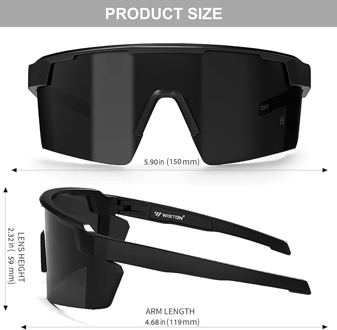 WISTON XL Z87 Sunglasses for Big Wide Heads Men Women,TR90 Ultralight UV400 Protection Sun Glasses Z8224