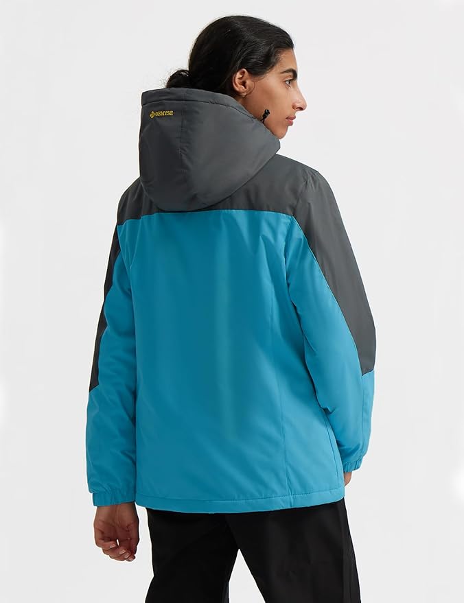 GEMYSE Women's Ski Snow Jacket Warm Winter Waterproof Coat Snowboard Rain Jacket Hooded Windproof Windbreaker