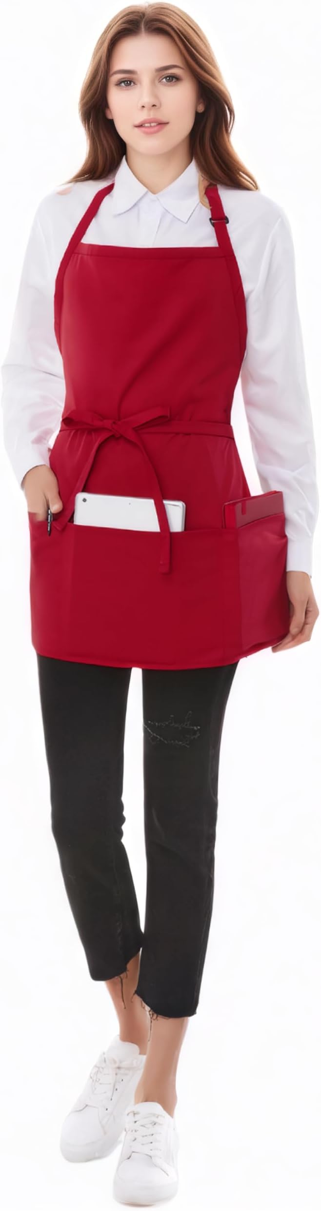 Short Cotton Aprons for Women with 3 Pockets, Chef Apron for Unisex,Waitress Apron for Kitchen Cooking Restaurant BBQ