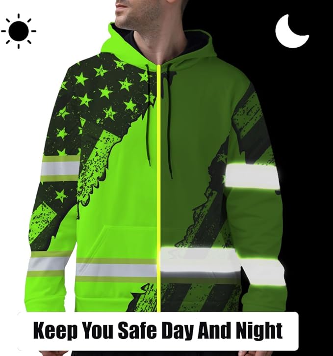 Maddly High Visibility US Flag Collection Safety Workwear Custom Name for Workers, Runners, Truckers, Patriotic