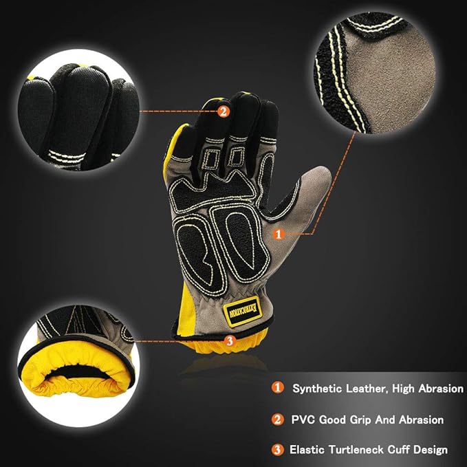Medium Duty Extrication Recue Gloves, Cut Resistant, Oil & Water Resistant, EN388 Rate 4242XP/4131, Orange/Yellow