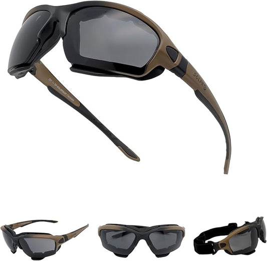 Powersports Glasses Safety Motorcycle Goggle, Anti-fog, Wrap around, Windproof, Hunting, Riding, Mowing,Men and Women