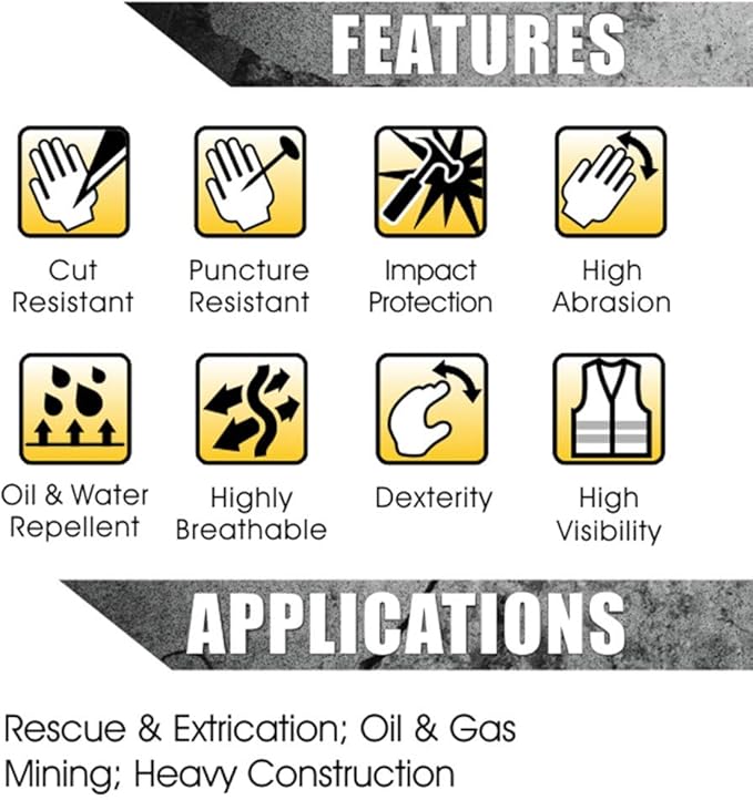 Heavy-duty Rescue Extrication Glove EN388:2016 Certification, Super Dexterity and Ultra Durability