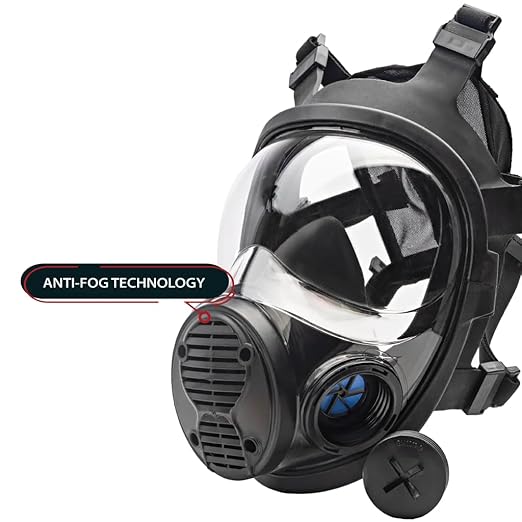 NB-100 Dark Amber Full Face Tactical Gas Mask Respirator - Gas Masks Survival Nuclear and Chemical Military Grade with A2B2E2K1P3 R 40mm Canister Filter, Compatible with Hazmat Suit, EN136:1998 CL2