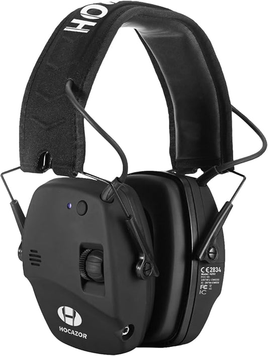 Upgrade Bluetooth 5.4 Shooting Ear Protection with Sound Amplify Electronic Digital Safety Ear Muffs Slim Hearing Protector for Shooting Hunting Gun Range (Black)