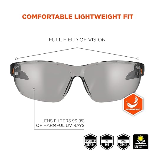Ergodyne Skullerz VALI Anti Scratch Safety Glasses, Anti-Fog, ANSI z87.1