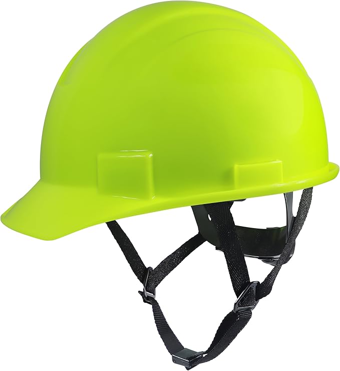GE Cap Style Hard Hat, 4-Point Ratchet Suspension, Earmuff Slots, High Impact Resistant, Sweat-Wicking Sweatband, Meets ANSI Z89.1-2014, Comfortable, and Protective - Hi-Vis Line, Vented