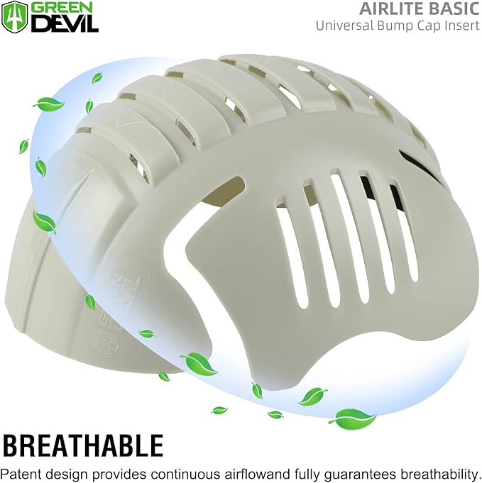 GREEN DEVIL Universal Bump Cap Insert for Baseball Caps Vented Lightweight Safety Bump Hat Insert for Men Women1Pack White