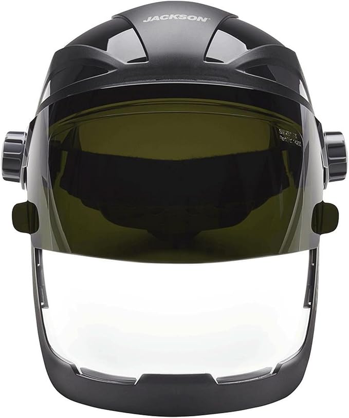 Jackson Safety QUAD 500 Face Shield - Anti-Fog Window with Chin Guard - ANSI Z87.1 & OSHA - (Multiple Styles & Headgears)