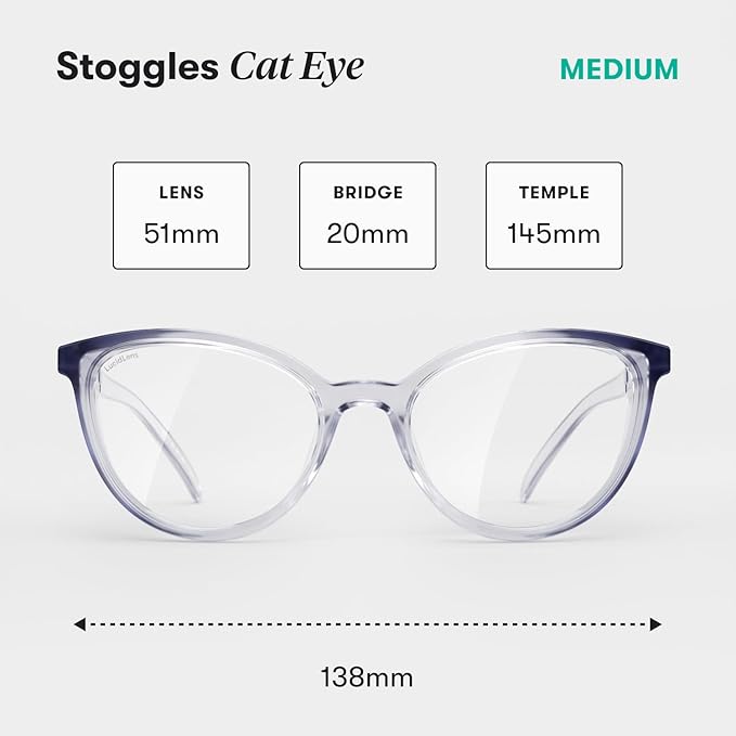 Stoggles Cat Eye Z87.1 Certified Safety Glasses, Blue-Light, UV Blocking Lens, Top & Side Shield, Anti-Fog, Stylish Eyewear