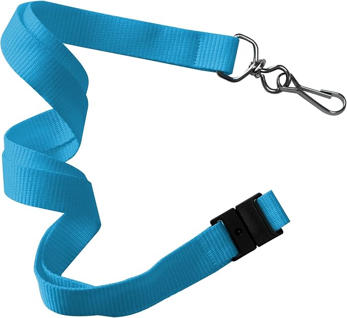66 Pcs Breakaway Lanyards with Swivel J Hook Premium Bulk Flat Safety Lanyards for ID Badges, Schools, Students, Coaches, Festivals, Volunteers and Team Activities (Light Blue)
