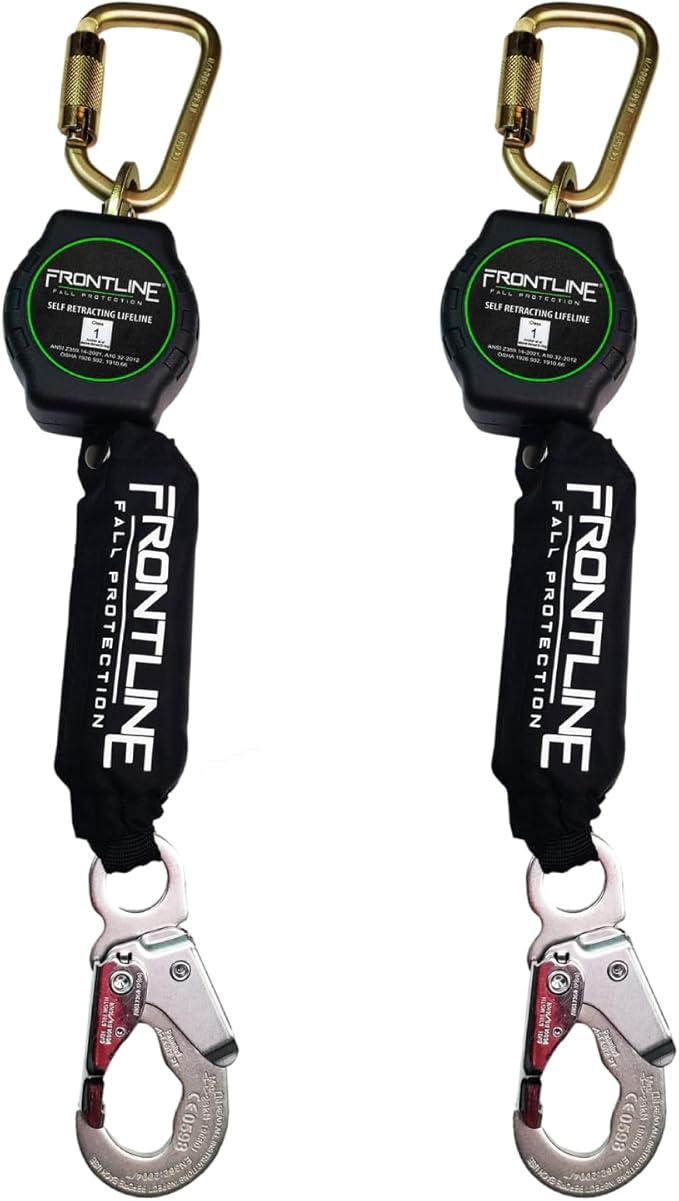 Frontline RPAS Aramid Fiber Web SRL | 6'-12' Single Leg | Steel Snap Hook | Lightweight & Compact | Durable Housing | Quick-Action Brake | 310 lbs Capacity | ANSI & OSHA Compliant (Pack 2)