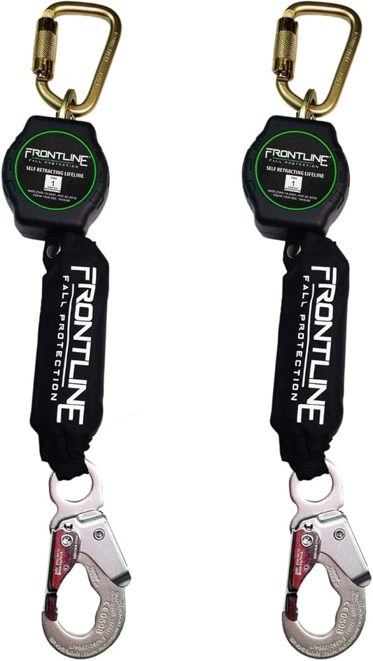 Frontline RPAS Aramid Fiber Web SRL | 6'-12' Single Leg | Steel Snap Hook | Lightweight & Compact | Durable Housing | Quick-Action Brake | 310 lbs Capacity | ANSI & OSHA Compliant (Pack 2)
