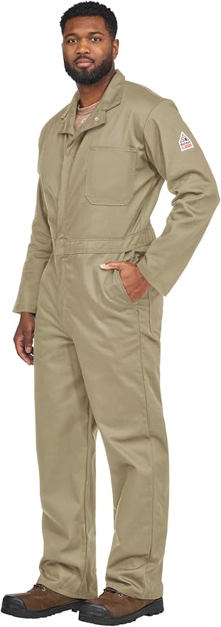 Bulwark FR mens Flame Resistant 9 Oz Twill Cotton Classic Coverall With Hemmed Sleeves