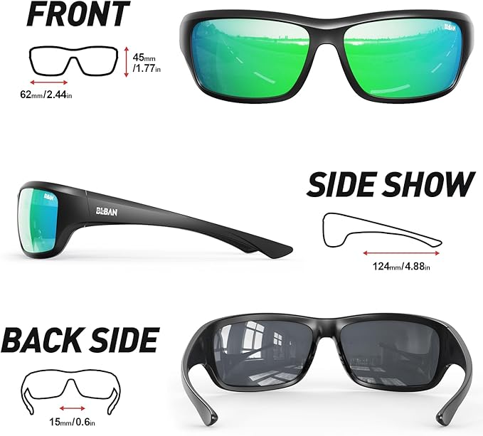 Polarized Sports Sunglasses for Men Women, Ideal for Fishing Running Driving Wrap Around Sunglasses, UV400 Protection
