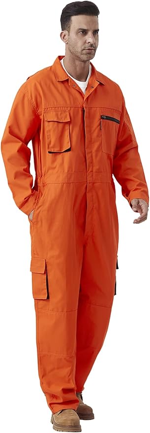 Men's Work Coverall Long Sleeves Overalls Mechanics Coveralls Workwear Jumpsuit with Multi Pockets