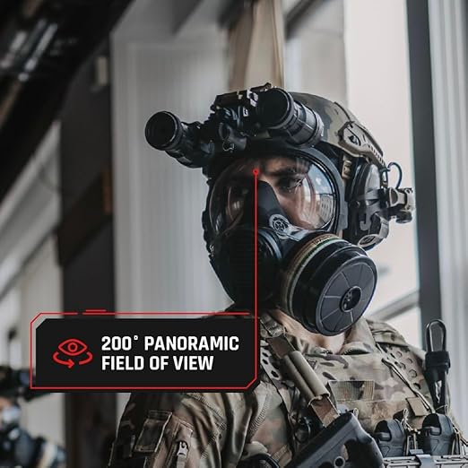 NB-100 Full Face Tactical Gas Mask Respirator - Gas Masks Survival Nuclear and Chemical Military Grade with A2B2E2K1P3 R 40mm Canister Filter, Compatible with Hazmat Suit, EN136:1998 CL2 Certified