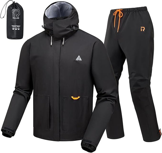 Rain Suit, Motorcycle Rain Gear for Men & Women Waterproof Jacket and Pants Breathable Reflective Raincoat for Fishing, Golf