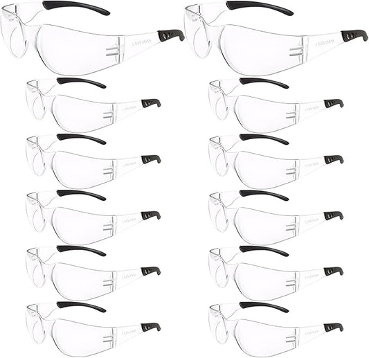 Safety Glasses Bulk ANSI Z87.1, Wrap Around Resistant Scratch Eye Protective Eyewear for Men Women Work Lab