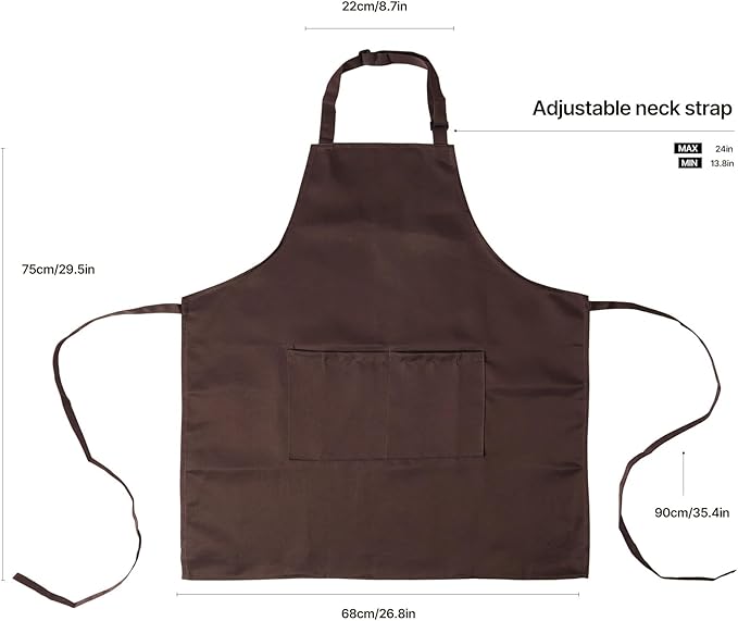 Kitchen Bib Apron for Women Men with Pockets Chef Art Aprons for Cooking Painting Pottery Ceramics