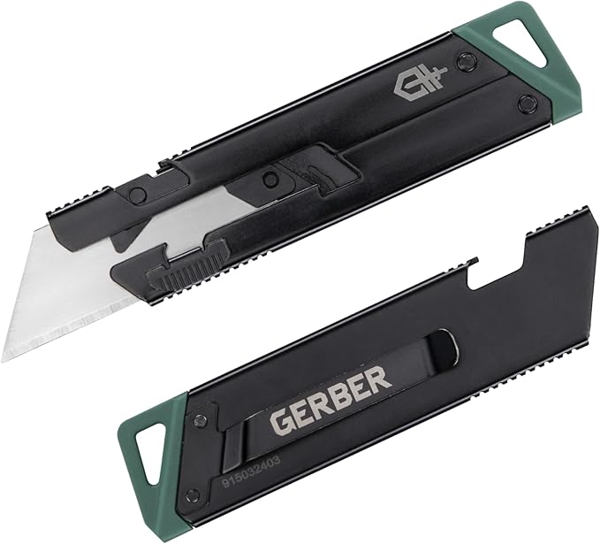 Gerber Gear EAB Slim Compact Utility Knife, Clips to Pocket or Keychain with Replaceable Blade with Bottle Opener for Everyday Carry, EDC Gear with Box Cutter Retractable, Black