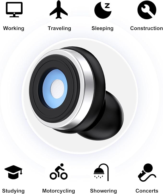 Ear Plugs for Sleeping, 30dB Noise Canceling Reusable Silicone Ear Plugs,8 Eartips with Portable Box, Perfect for Concerts,Snoring, Study, Sleep and Travel