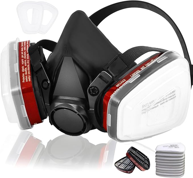 Respirator Gas Mask With 6001 Filters, Gas Masks Survival Nuclear and Chemical for Painting, Organic Vapors