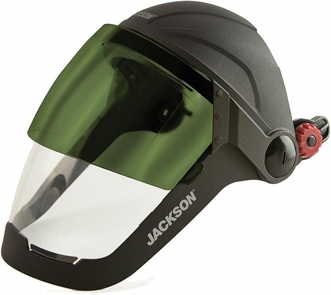 Jackson Safety QUAD 500 Face Shield - Anti-Fog Window with Chin Guard - ANSI Z87.1 & OSHA - (Multiple Styles & Headgears)