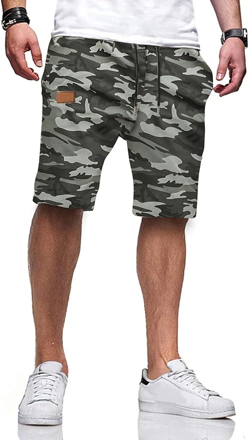 JMIERR Mens Casual Shorts - Cotton Drawstring Summer Beach Stretch Twill Chino Golf Shorts