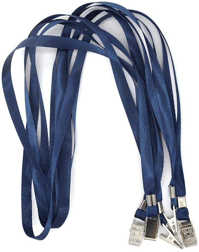 Bird Fiy Black Lanyards 100 Pack 34" Premium Lanyard Bulldog Clips Bulk Nylon Flat Lanyard with Badge Clip