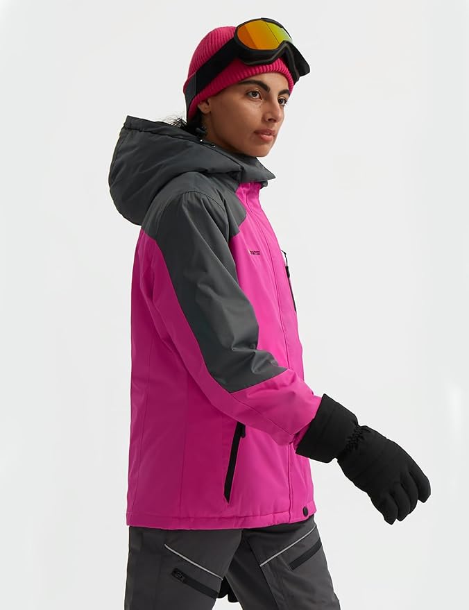 GEMYSE Women's Ski Snow Jacket Warm Winter Waterproof Coat Snowboard Rain Jacket Hooded Windproof Windbreaker