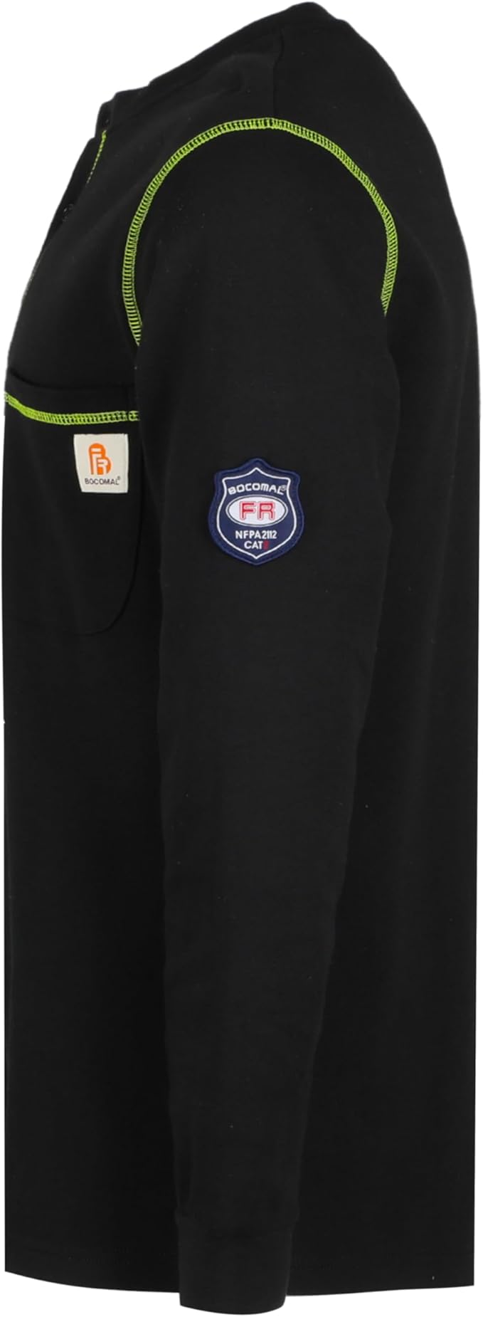 BOCOMAL FR Shirts Flame Resistant Henley Shirt NFPA2112/CAT2 7oz Men's Long Sleeve Fire Retardant Clothing
