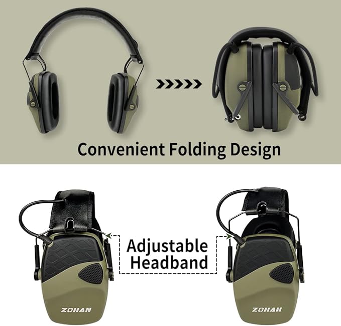 ZOHAN EM054 Electronic Shooting Ear Protection with Sound Amplification, Slim Active Noise Reduction Earmuffs for Gun Range