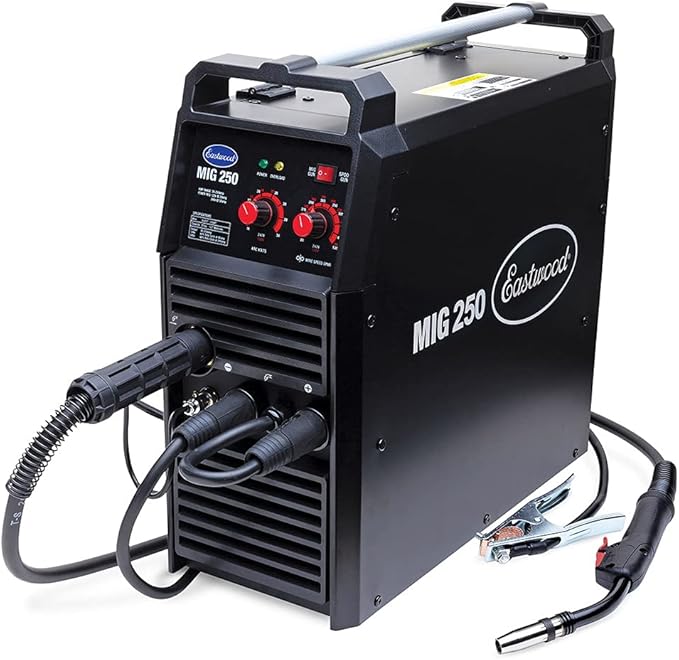 Eastwood 250 Amp MIG Welder Machine for Steel & Aluminum | Heavy Duty Inverter Technology Auto Restoration Welding Machine | Dual Voltage 110V / 220V | Perfect for DIY & Mid-Size Metal Sheet Projects