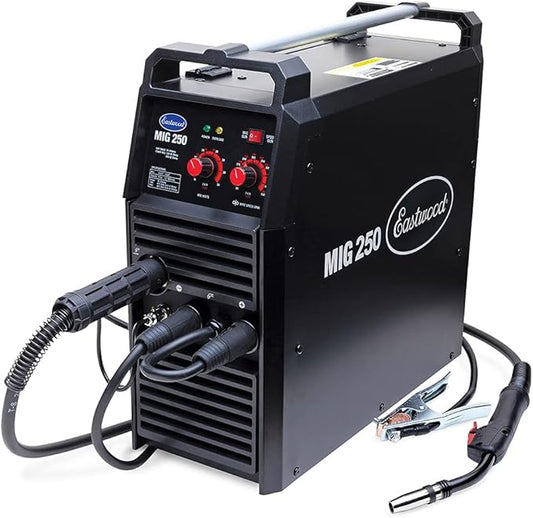 Eastwood 250 Amp MIG Welder Machine for Steel & Aluminum | Heavy Duty Inverter Technology Auto Restoration Welding Machine | Dual Voltage 110V / 220V | Perfect for DIY & Mid-Size Metal Sheet Projects
