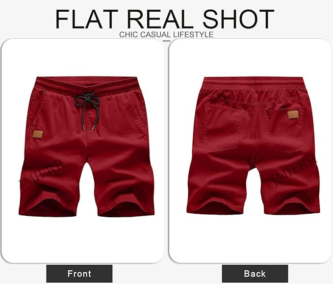 JMIERR Mens Casual Shorts - Cotton Drawstring Summer Beach Stretch Twill Chino Golf Shorts