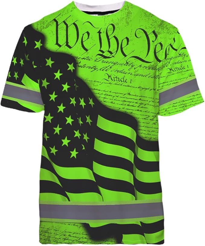 Maddly High Visibility US Flag Collection Safety Workwear Custom Name for Workers, Runners, Truckers, Patriotic
