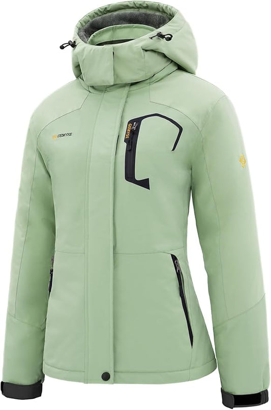 GEMYSE Women's Ski Snow Jacket Warm Winter Waterproof Coat Snowboard Rain Jacket Hooded Windproof Windbreaker