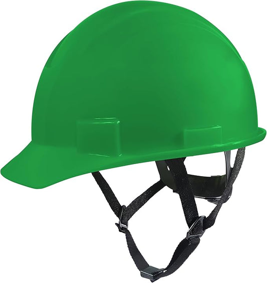 GE Cap Style Hard Hat, 4-Point Ratchet Suspension, Earmuff Slots, High Impact Resistant, Sweat-Wicking Sweatband, Meets ANSI Z89.1-2014, Comfortable, Durable, and Protective - Green, Non-Vented