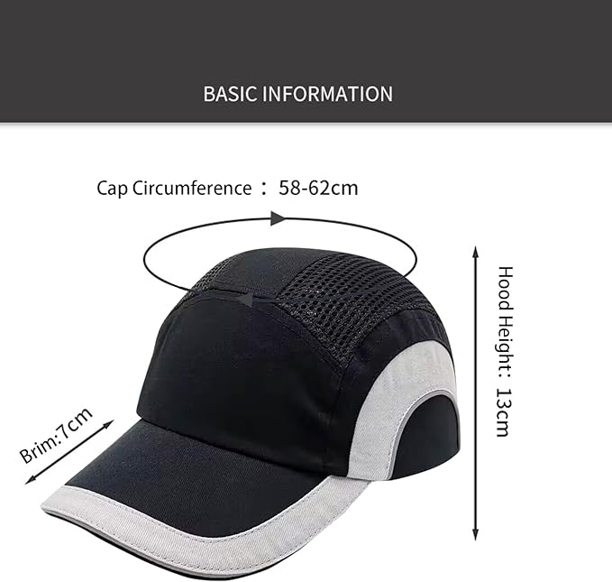 Lightweight Hard Hat Safety Bump Cap Safety Hard Hat Head Protection Cap Breathable Baseball Hat Style Comfortable Head Protection Hat for Work